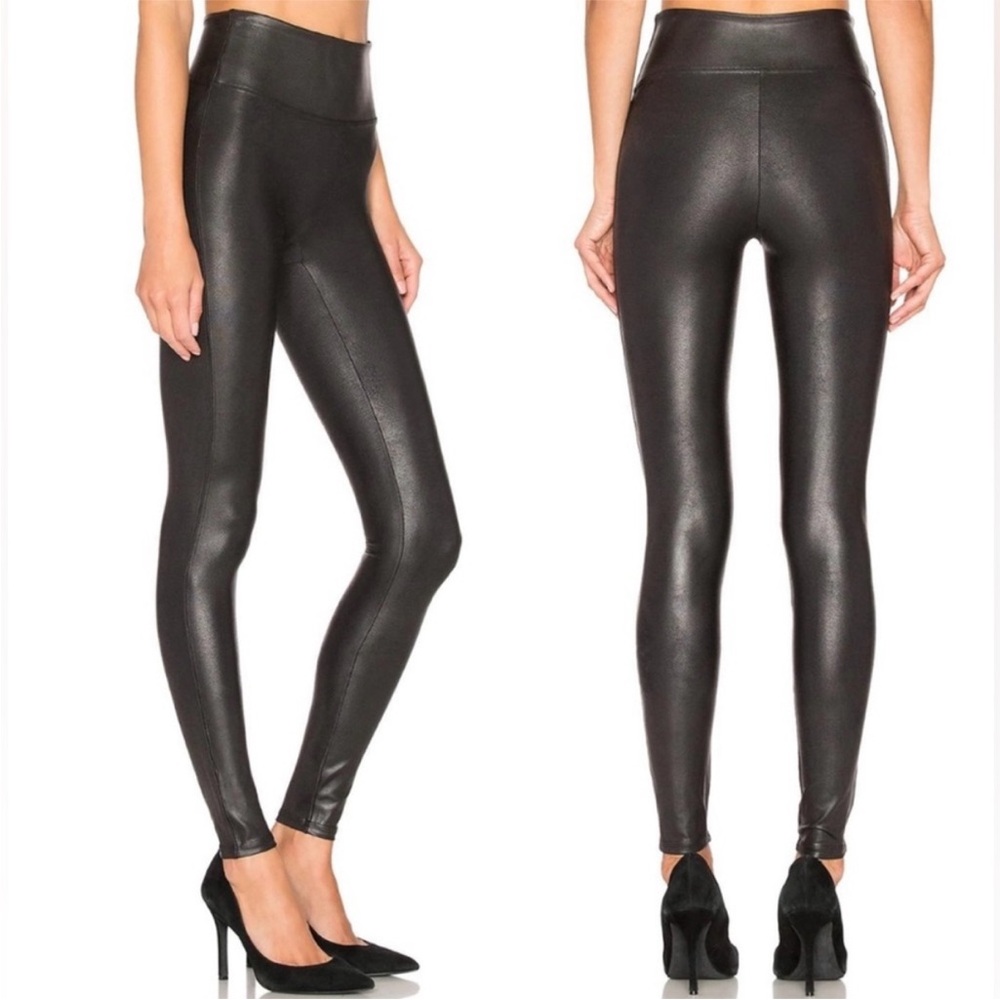 SPANX Black Faux-Leather High-Waist Leggings